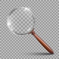 Realistic magnifying glass with a wooden handle - vector